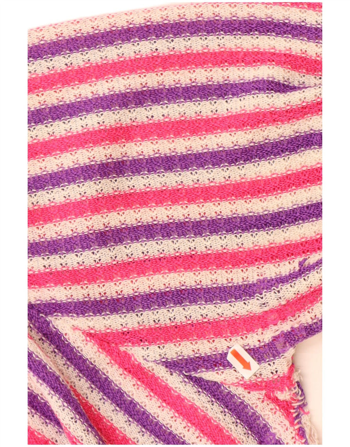 VINTAGE Womens Boat Neck Jumper Sweater UK 14 Large Multicoloured Striped