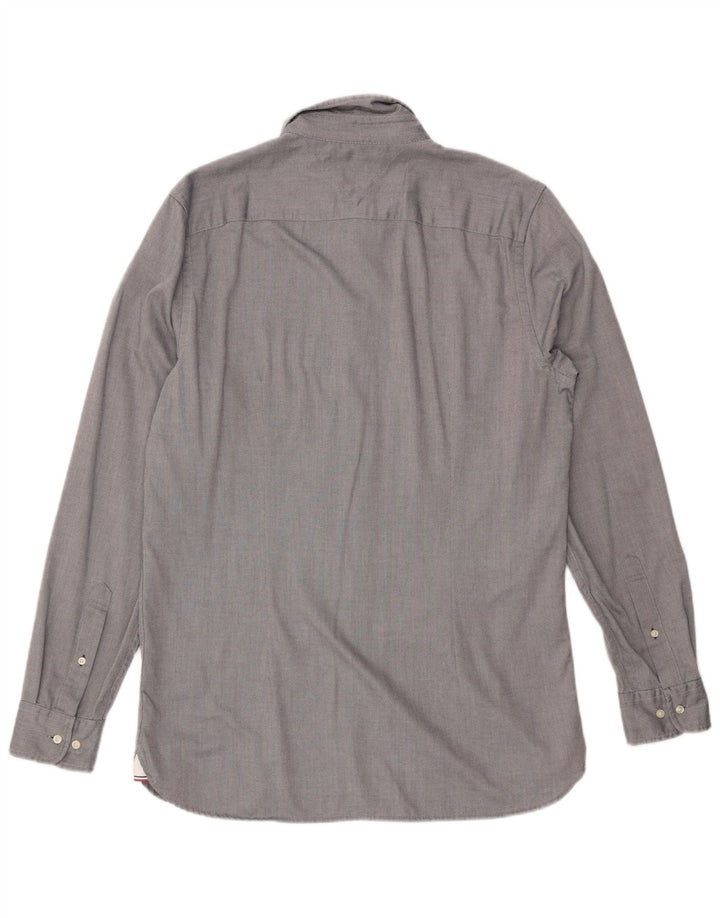 TOMMY HILFIGER Mens Slim Fit Shirt Large Grey Cotton