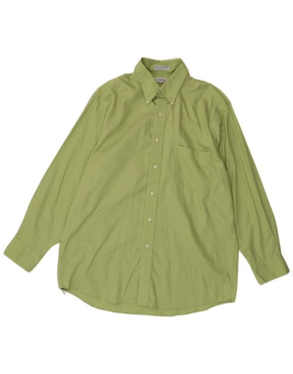Izod Mens Regular Fit Shirt Size 16 Large Green Cotton