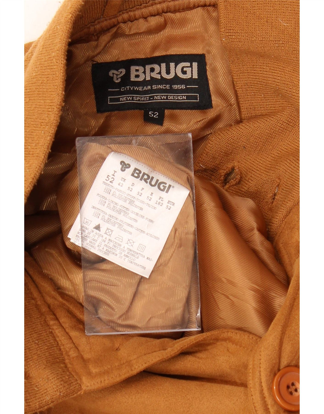 BRUGI Mens Bomber Jacket UK 42 XL Brown Polyester