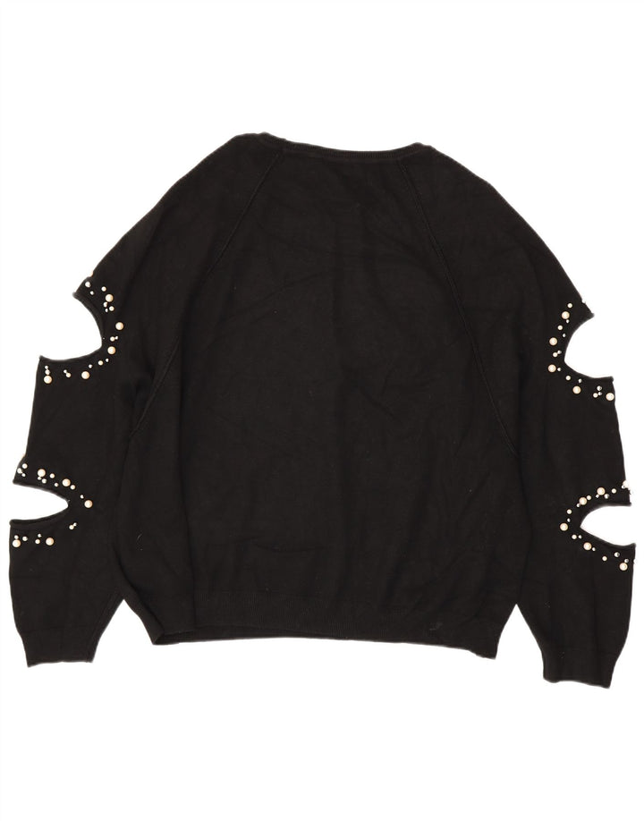 ZARA Womens Oversized Boat Neck Jumper Sweater UK 14 Medium Black