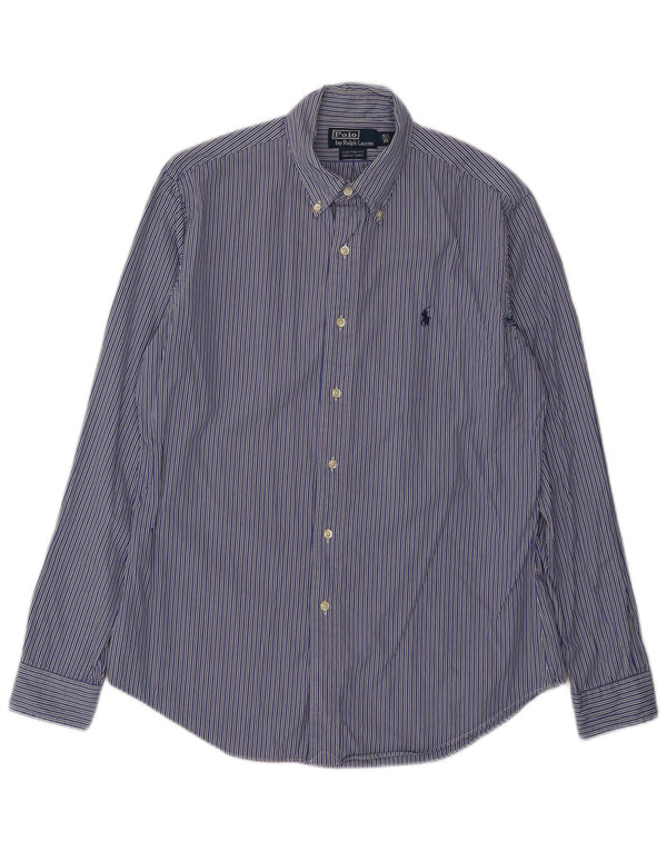 Polo Ralph Lauren Mens Shirt Size 39 15 1/2 Medium Blue Pinstripe