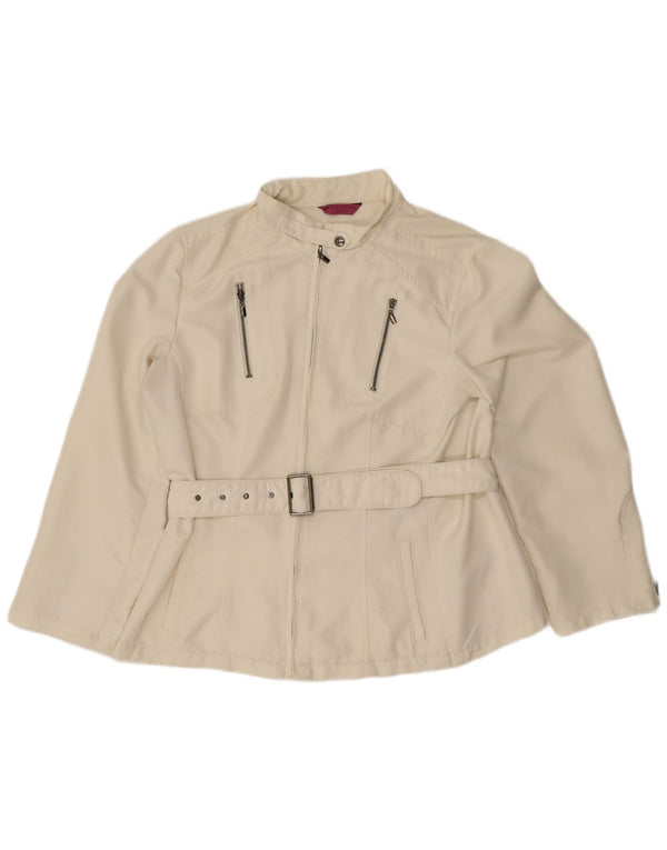 Blue Side Womens Bomber Jacket UK 20 2XL White Polyester