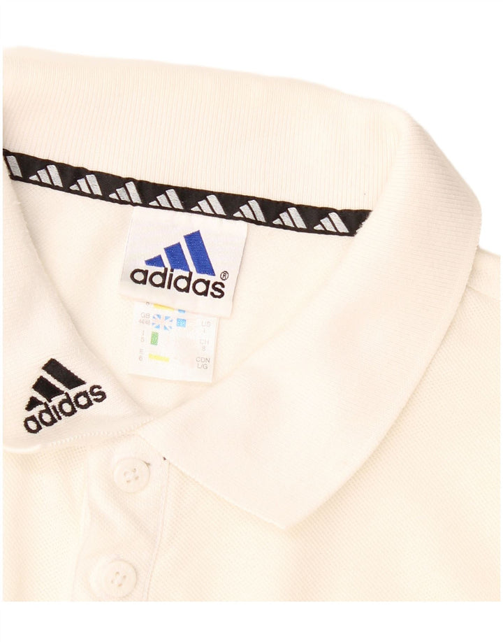 Adidas Mens Polo Shirt Large White Cotton