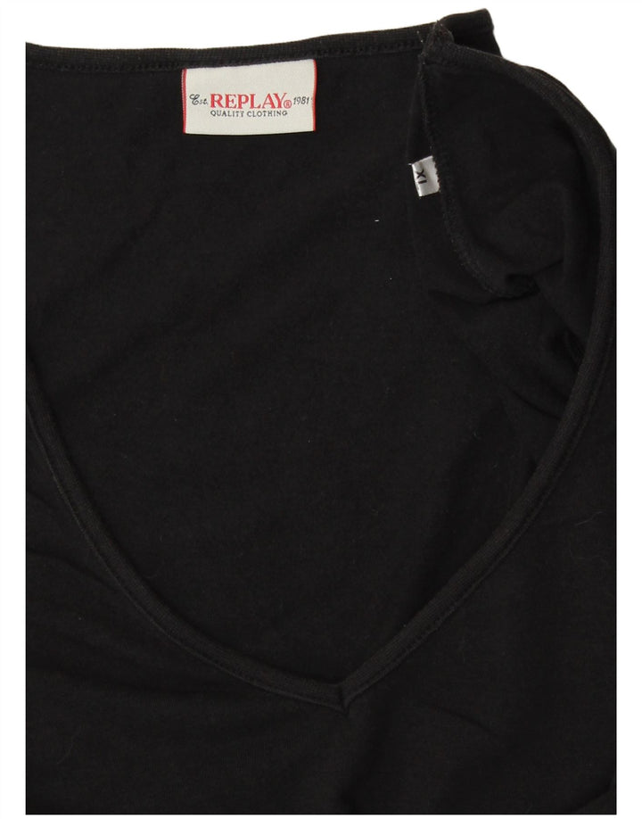 REPLAY Womens Graphic T-Shirt Top UK 18 XL Black