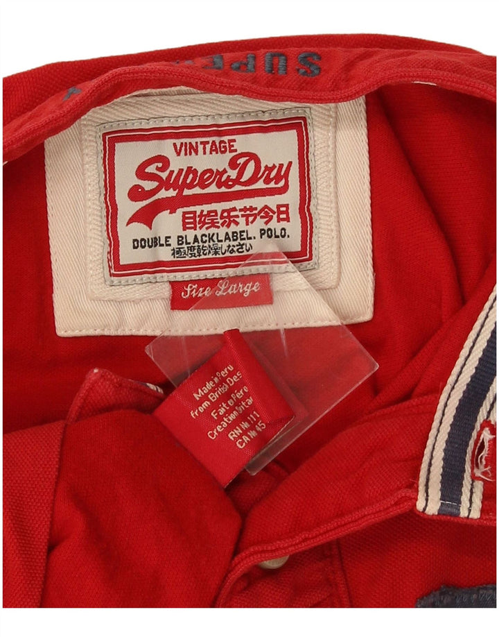Superdry Mens Graphic Polo Shirt Large Red Cotton