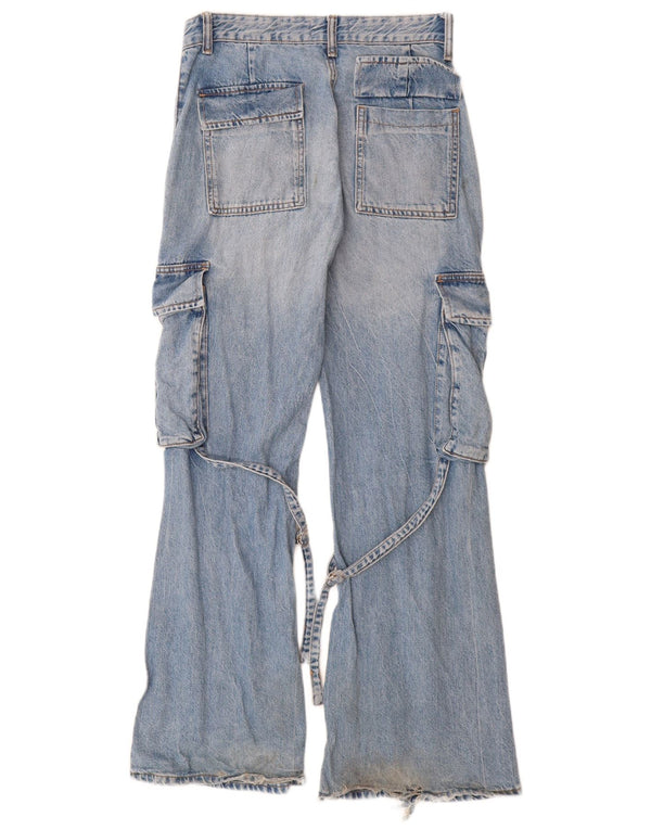 ZARA Womens Cargo Flared Jeans EU 34 2XS W24 L32 Blue Cotton