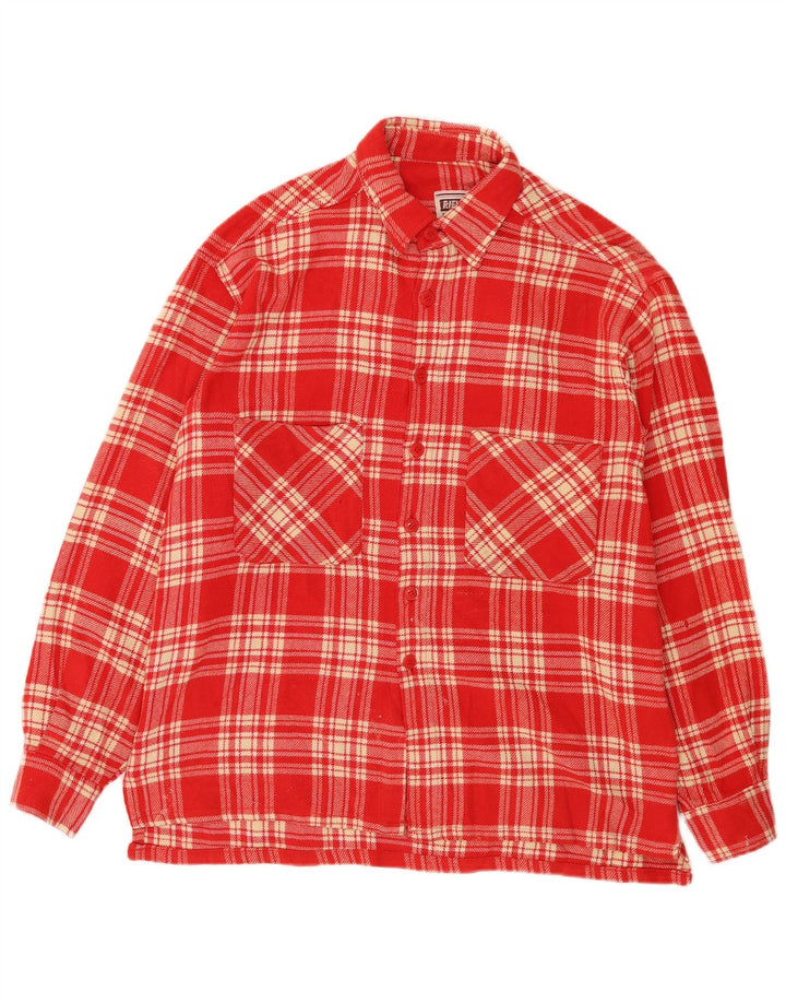 Rifle Mens Overshirt Shirt Medium Red Check Acrylic