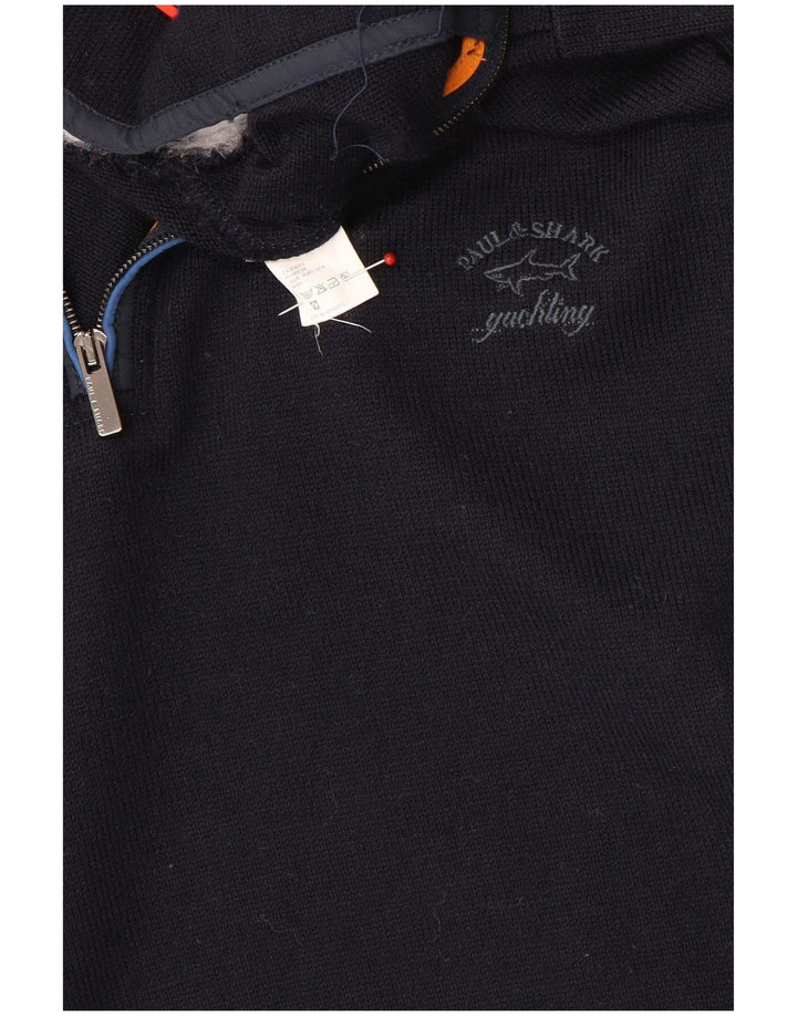 Paul & Shark Mens Zip Neck Jumper Sweater Medium Navy Blue Wool