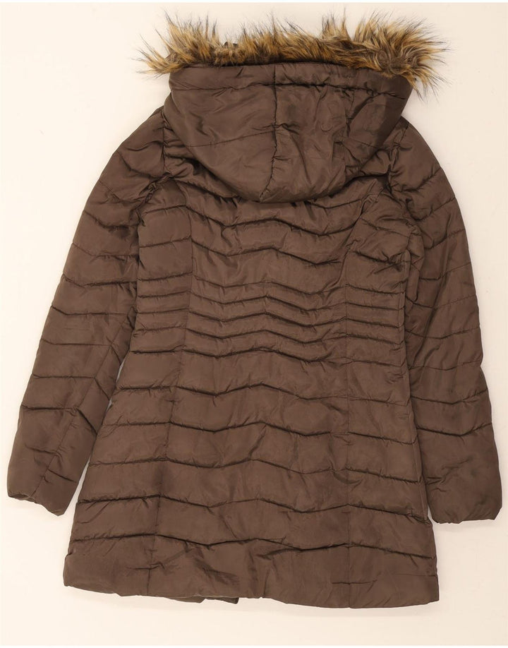 MOTIVI Womens Hooded Padded Coat UK 8 Small Brown Polyester Vintage MOTIVI and Second-Hand MOTIVI from Messina Hembry 