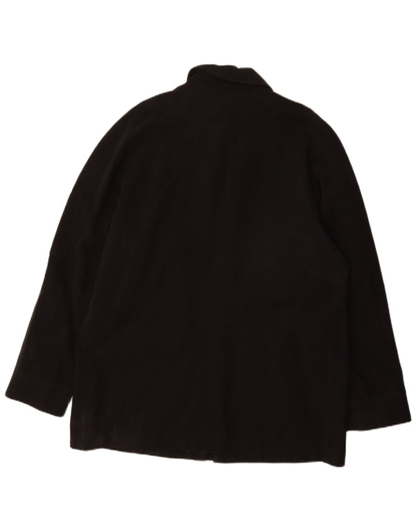 Jaeger Mens Overcoat UK 42 XL Black Cotton