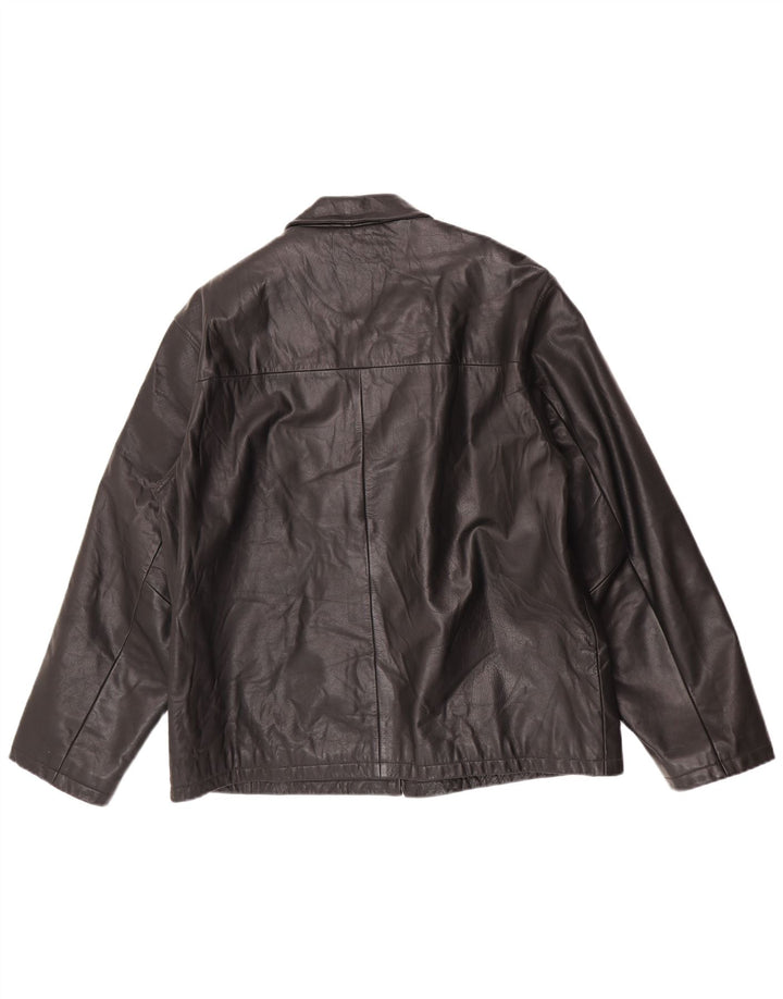 I NAVIGLI Mens Leather Jacket IT 56 3XL Black