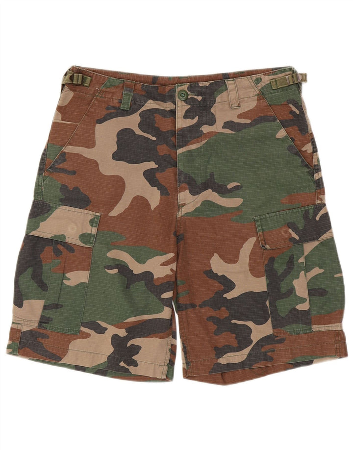 VINTAGE Mens Cargo Shorts XS W30  Multicoloured Camouflage Cotton