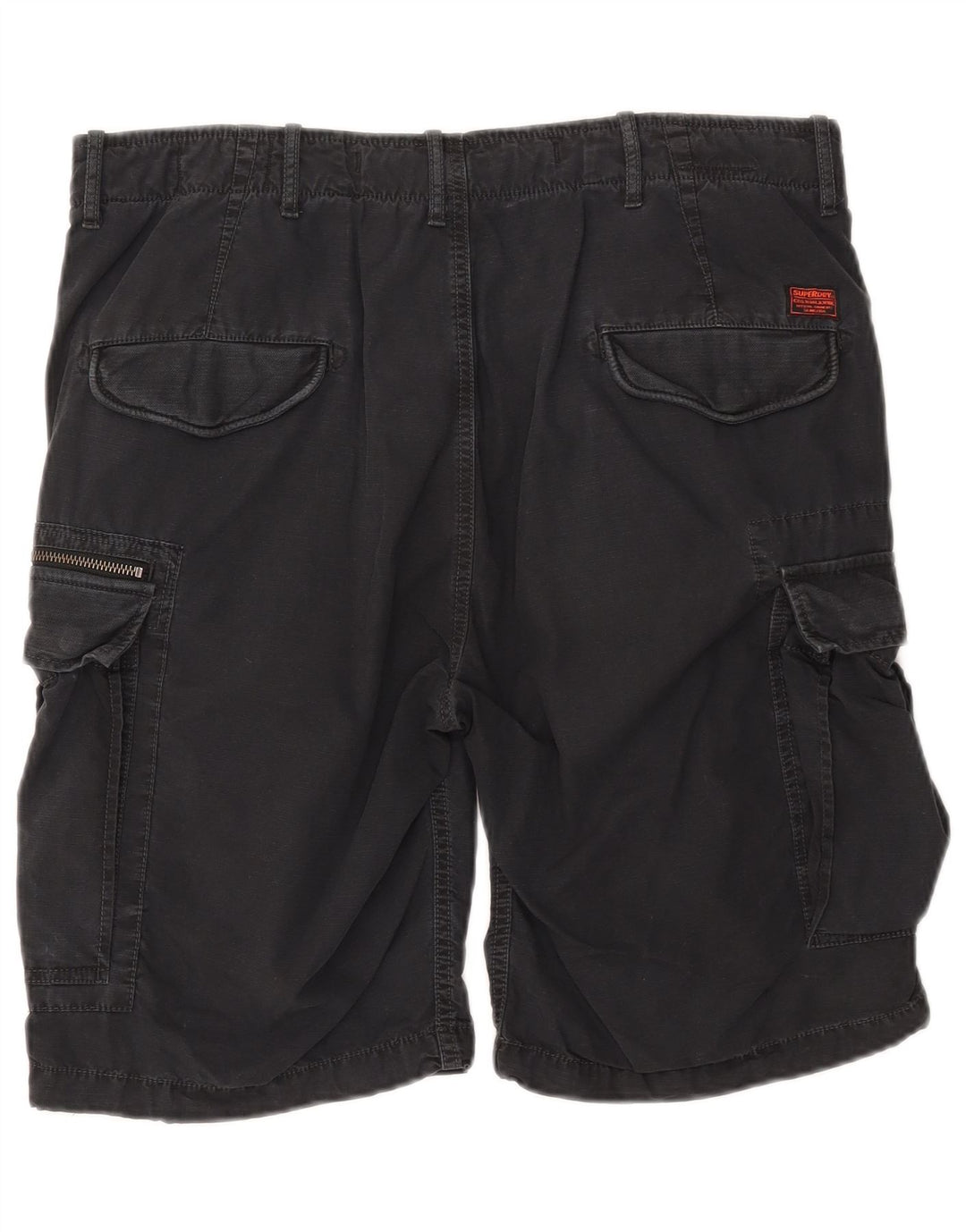 Superdry Mens Cargo Shorts W34 Large Black Cotton