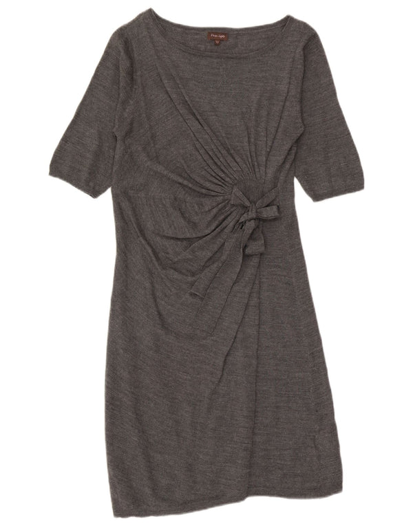 Phase Eight Womens Front Tie Short Sleeves Jumper Dress UK 12 Medium Grey