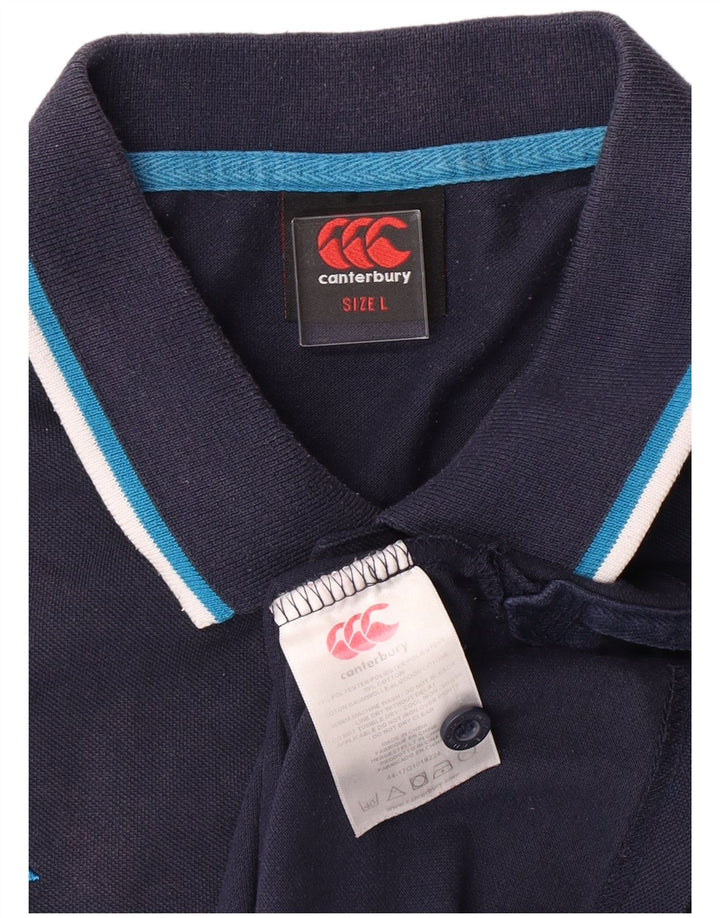 CANTERBURY Boys Polo Shirt 15-16 Years Large  Navy Blue Polyester