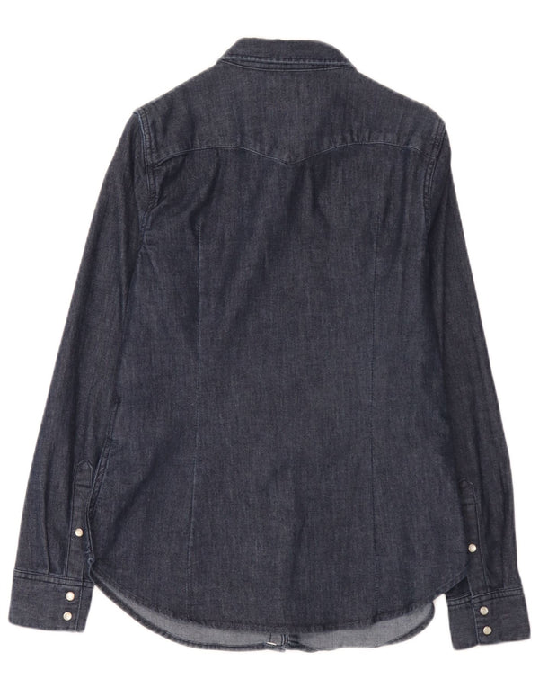 Levi's Womens Tailored Fit Denim Shirt UK 14 Medium Navy Blue Cotton