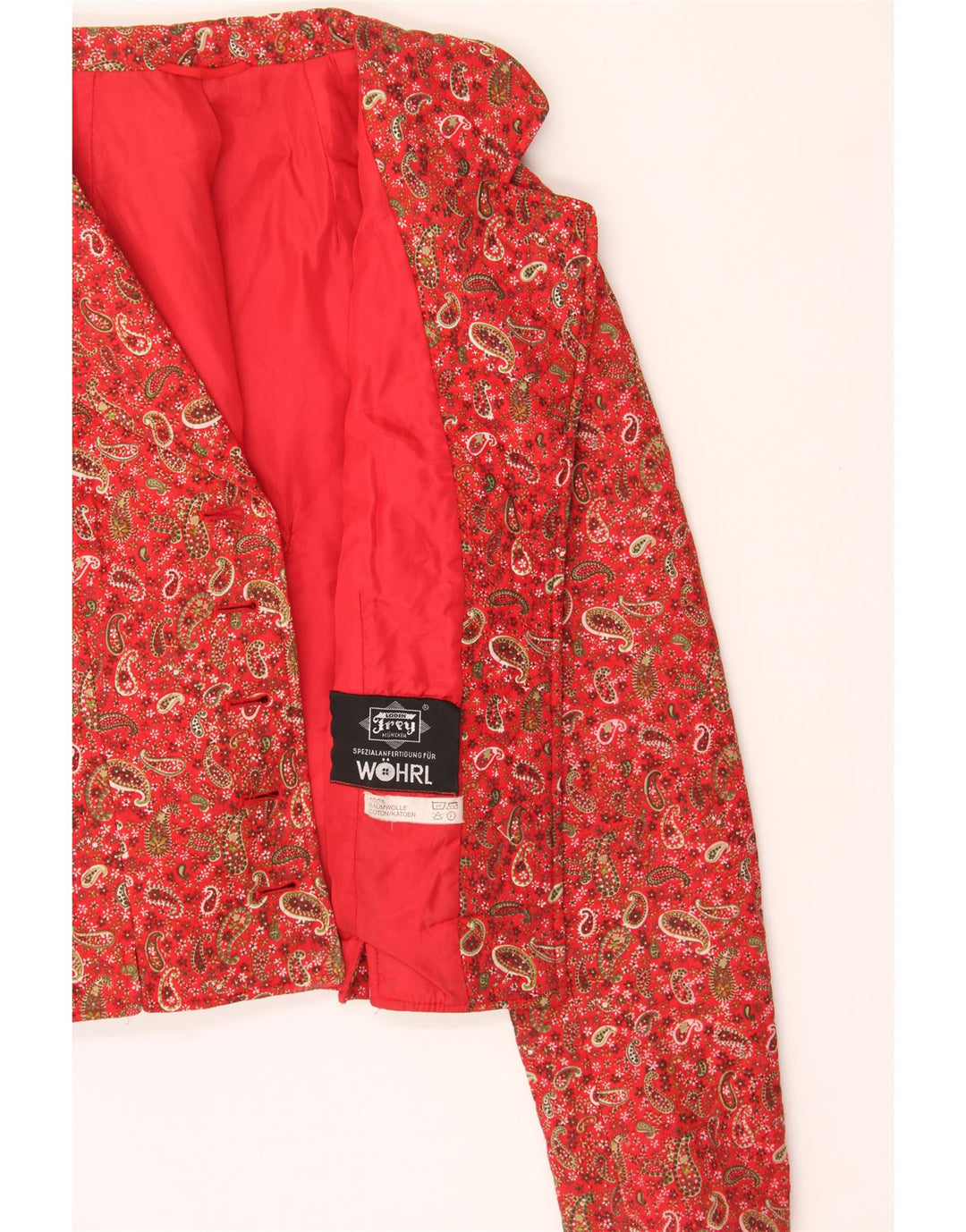 LODENFREY Womens 5 Button Blazer Jacket UK 14 Medium Red Paisley Cotton Vintage Lodenfrey and Second-Hand Lodenfrey from Messina Hembry 
