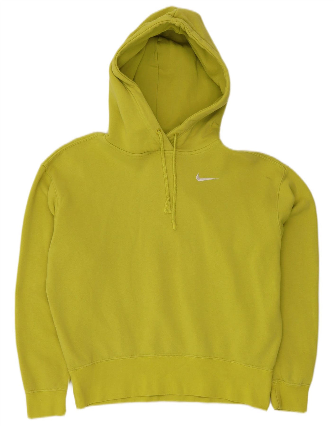 NIKE Womens Oversized Hoodie Jumper UK 6 XS Yellow Cotton
