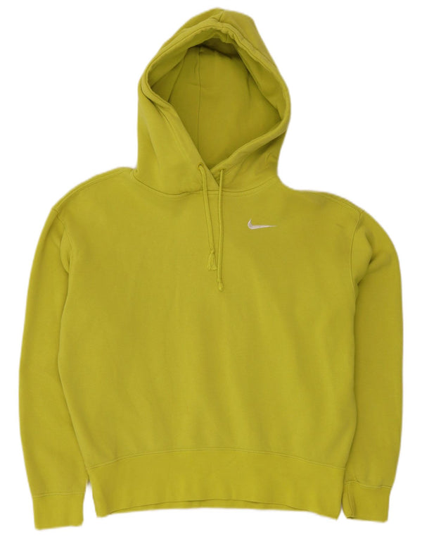 NIKE Womens Oversized Hoodie Jumper UK 6 XS Yellow Cotton
