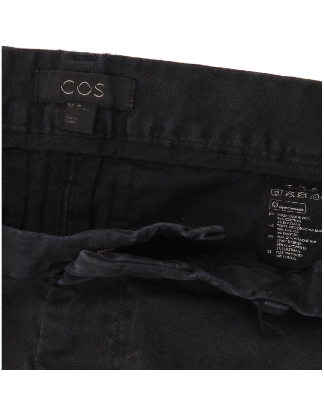 COS Mens Slim Chino Trousers EU 48 Medium W30 L31 Navy Blue Cotton
