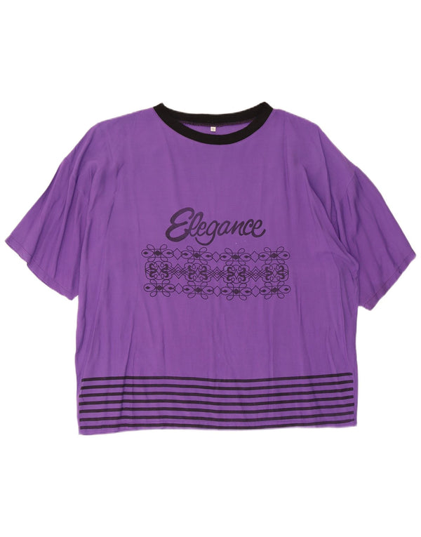 Vintage Womens Oversized Graphic T-Shirt Top UK 10 Small Purple Viscose