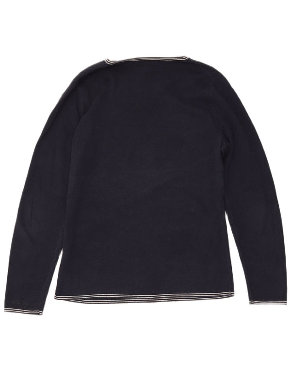 TOMMY HILFIGER Womens Boat Neck Jumper Sweater UK 14 Large Navy Blue