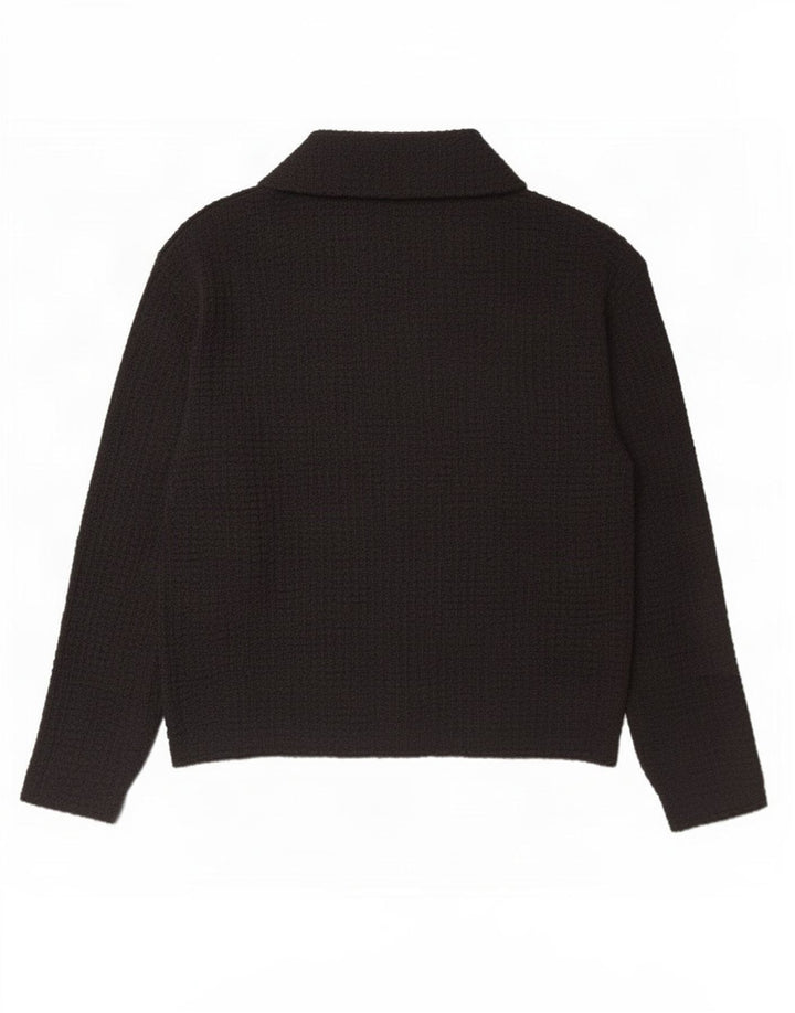 Zara Mens Long Sleeve Polo Shirt Small Black Polyester