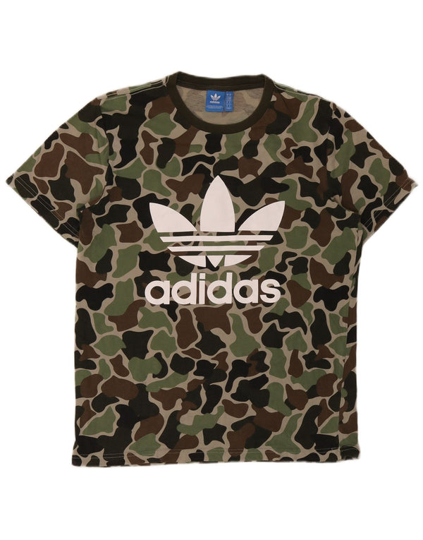 Adidas Mens Graphic T-Shirt Top Medium Green Camouflage Cotton