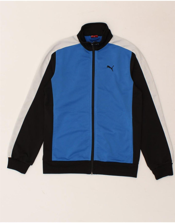PUMA Boys Tracksuit Top Jacket 11-12 Years Large Blue Colourblock Vintage Puma and Second-Hand Puma from Messina Hembry 