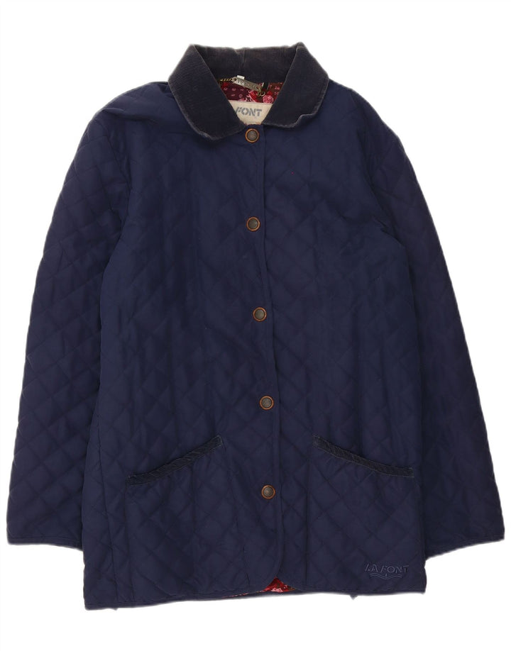 Lafont Womens Loose Fit Quilted Jacket UK 10 Small Navy Blue Polyester
