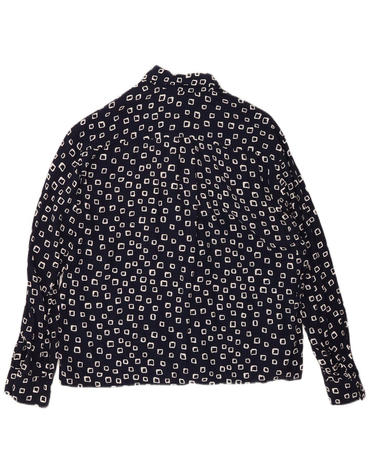 STEFANEL Womens Shirt UK 16 Large Navy Blue Geometric