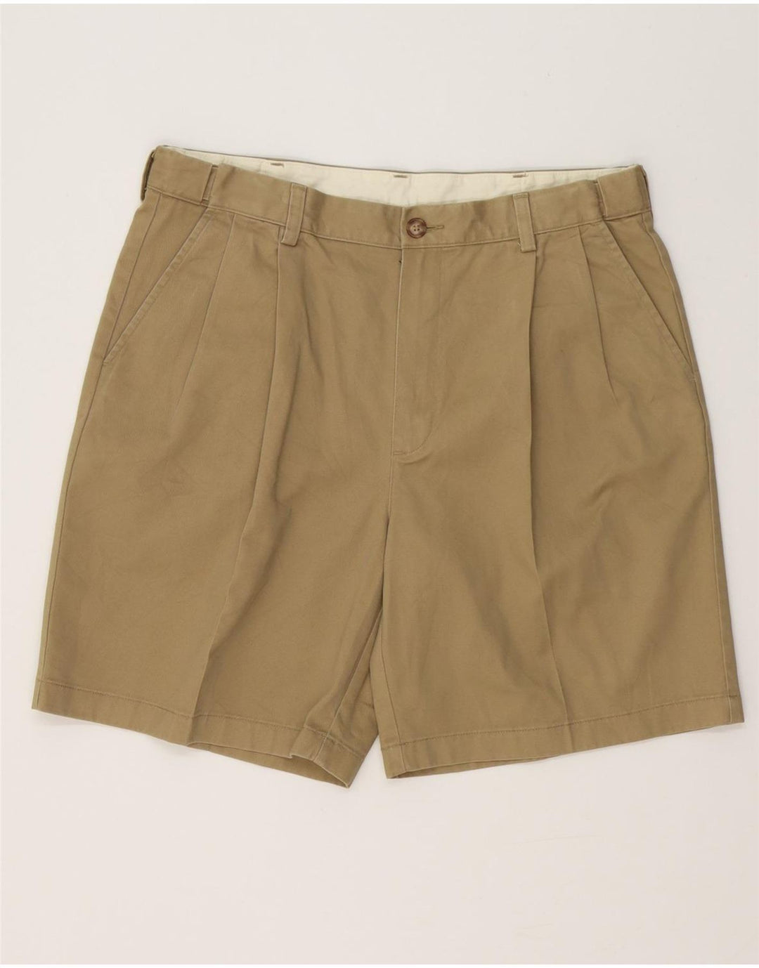L.L.Bean Mens Pegged Chino Shorts W35 Large Khaki Cotton