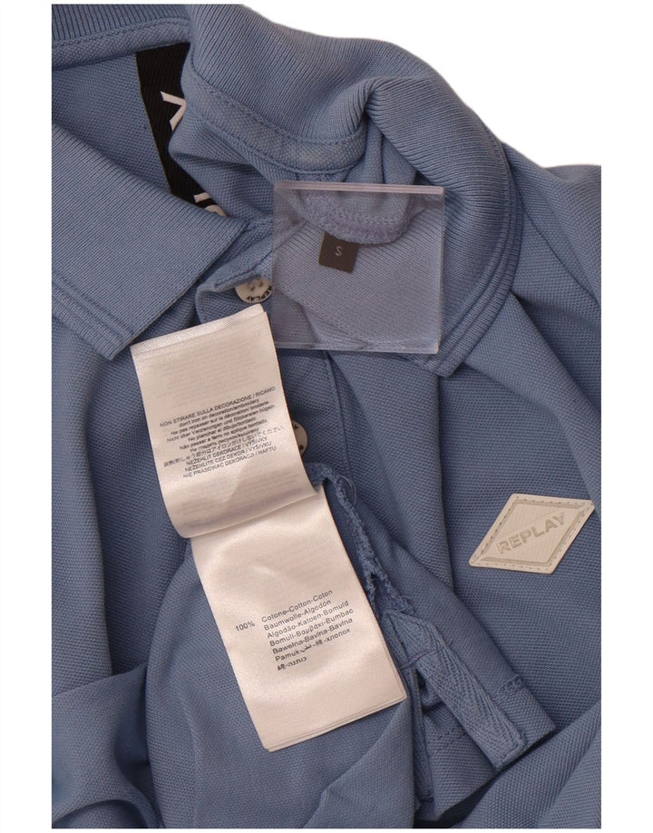 REPLAY Mens Polo Shirt Small Blue Cotton