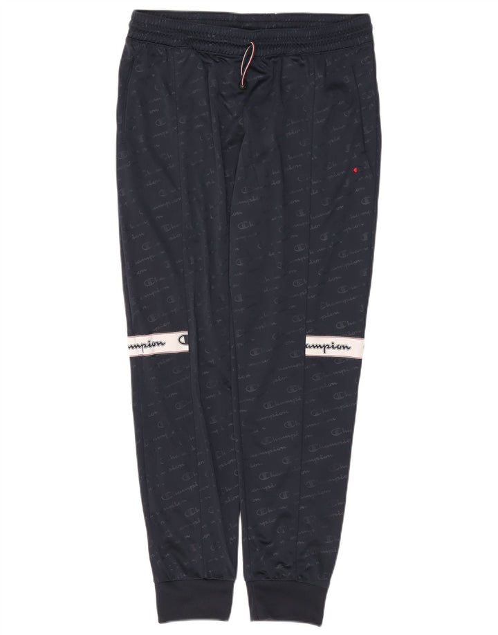 Champion Mens Graphic Tracksuit Trousers Joggers Large  Navy Blue Polyester