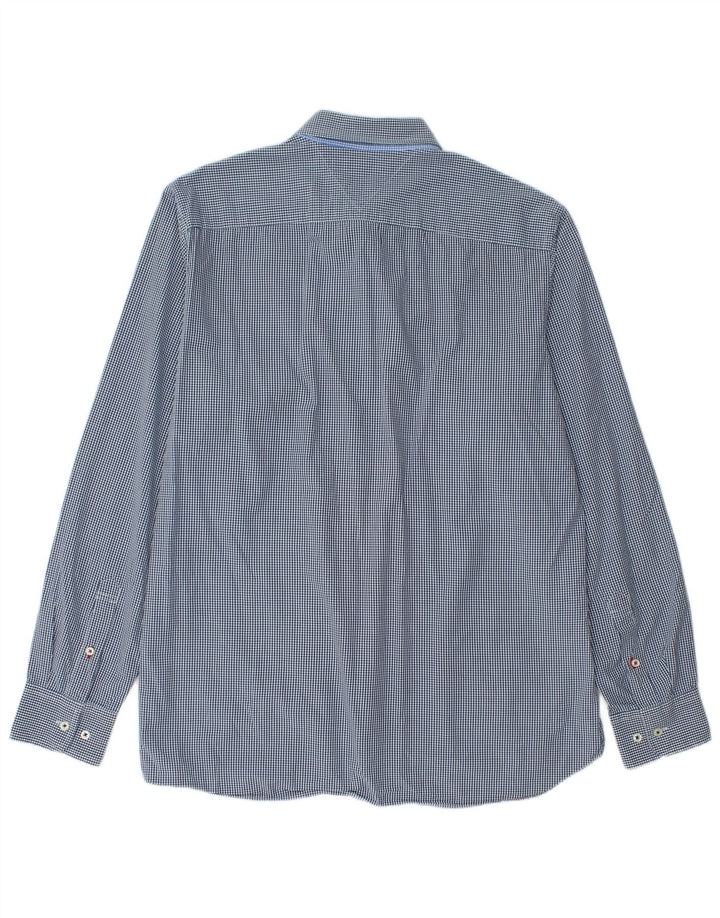 Tommy Hilfiger Mens Custom Fit Shirt Large Navy Blue Gingham