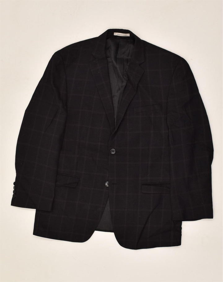 MICHAEL KORS Mens 2 Button Blazer Jacket UK 38 Medium Black Check Wool | Vintage Michael Kors | Thrift | Second-Hand Michael Kors | Used Clothing | Messina Hembry 
