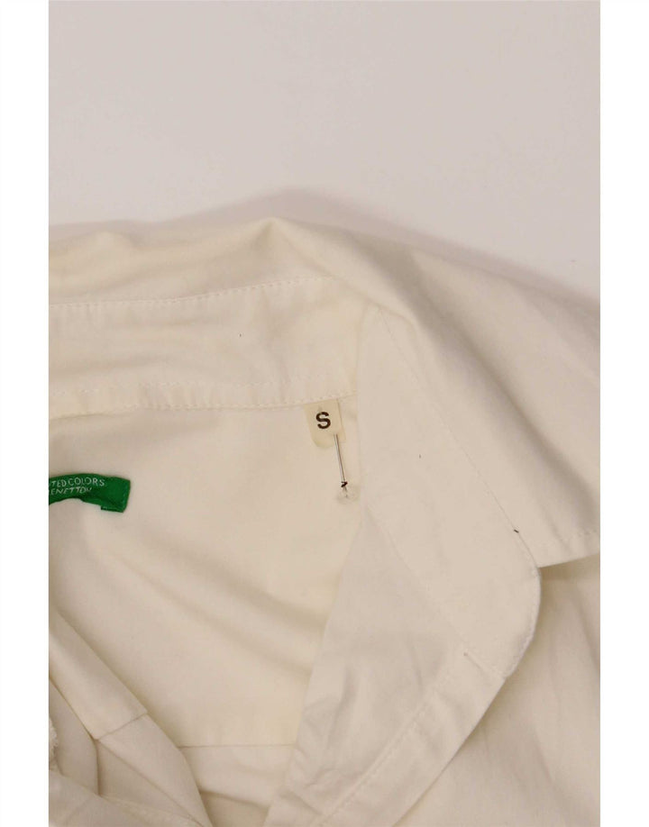 Benetton Womens Pullover Shirt UK 10 Small White Cotton