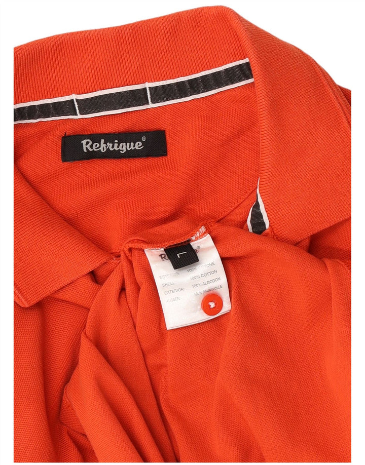 Refrigue Mens Polo Shirt Large Orange Cotton