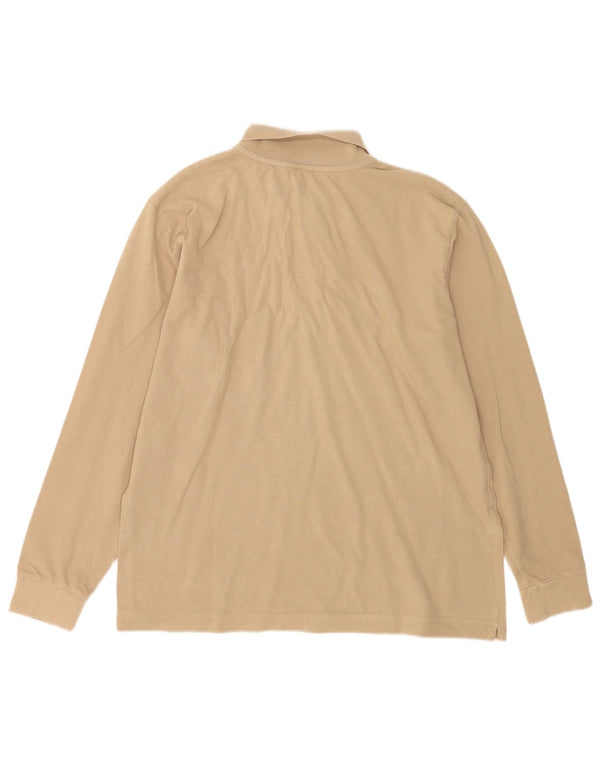 Kappa Mens Long Sleeve Polo Shirt Medium Beige Cotton