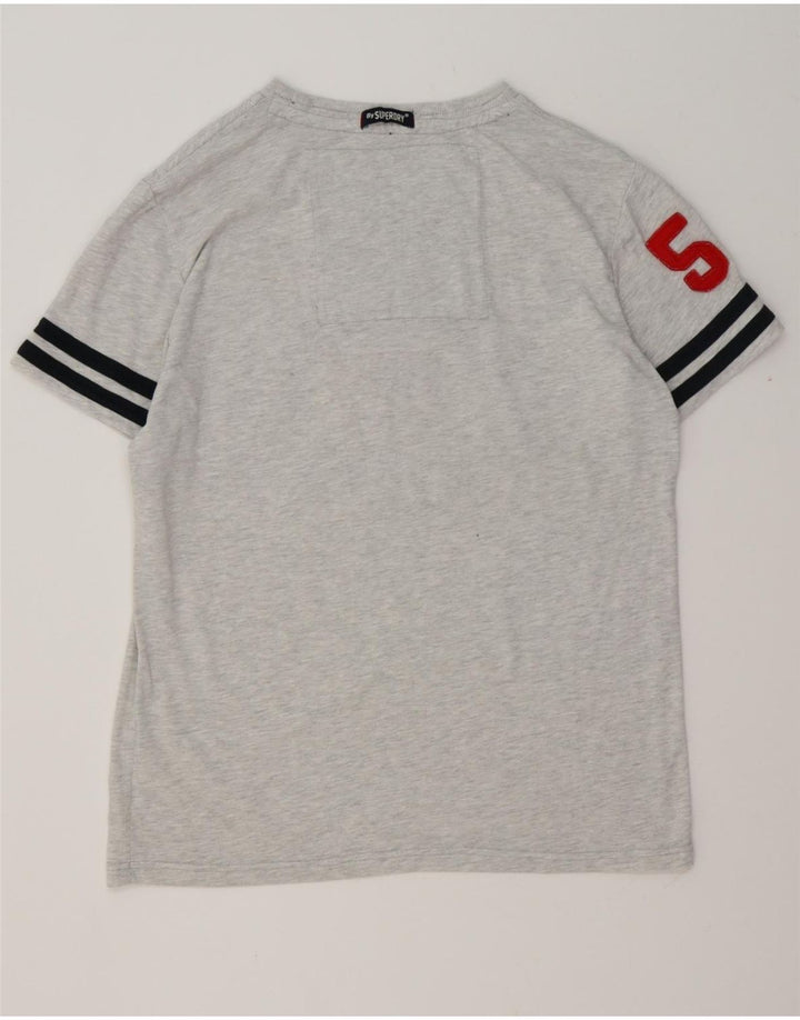 SUPERDRY Mens Graphic T-Shirt Top 2XL Grey Flecked Cotton