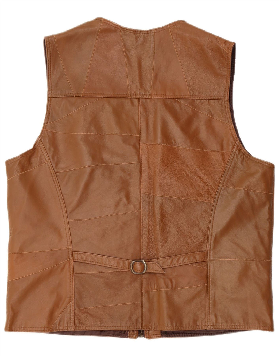 Vintage Mens Leather Waistcoat XL Brown