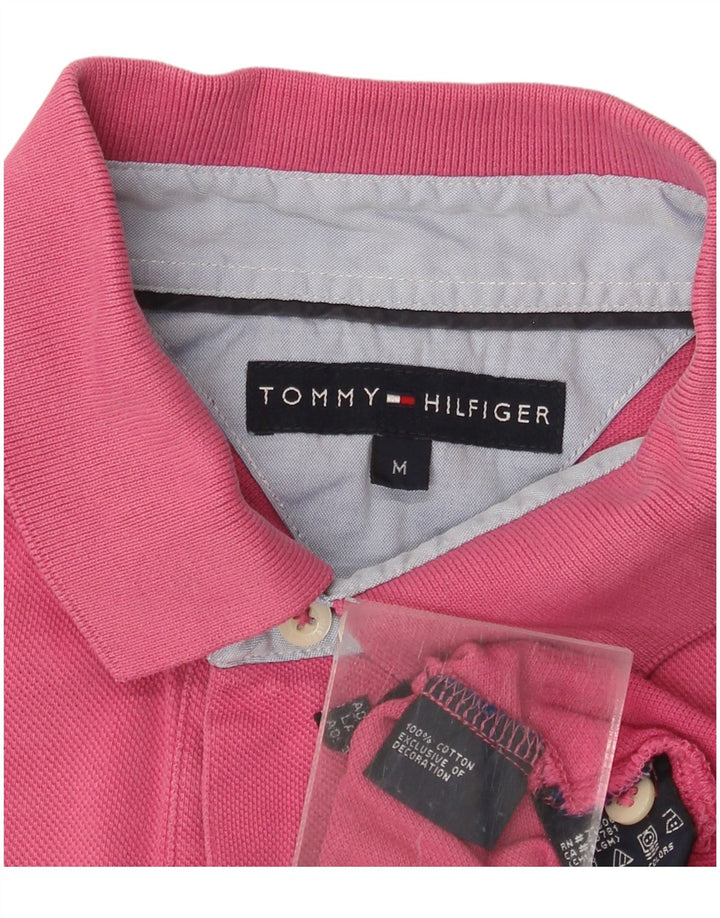 TOMMY HILFIGER Mens Polo Shirt Medium Pink Cotton