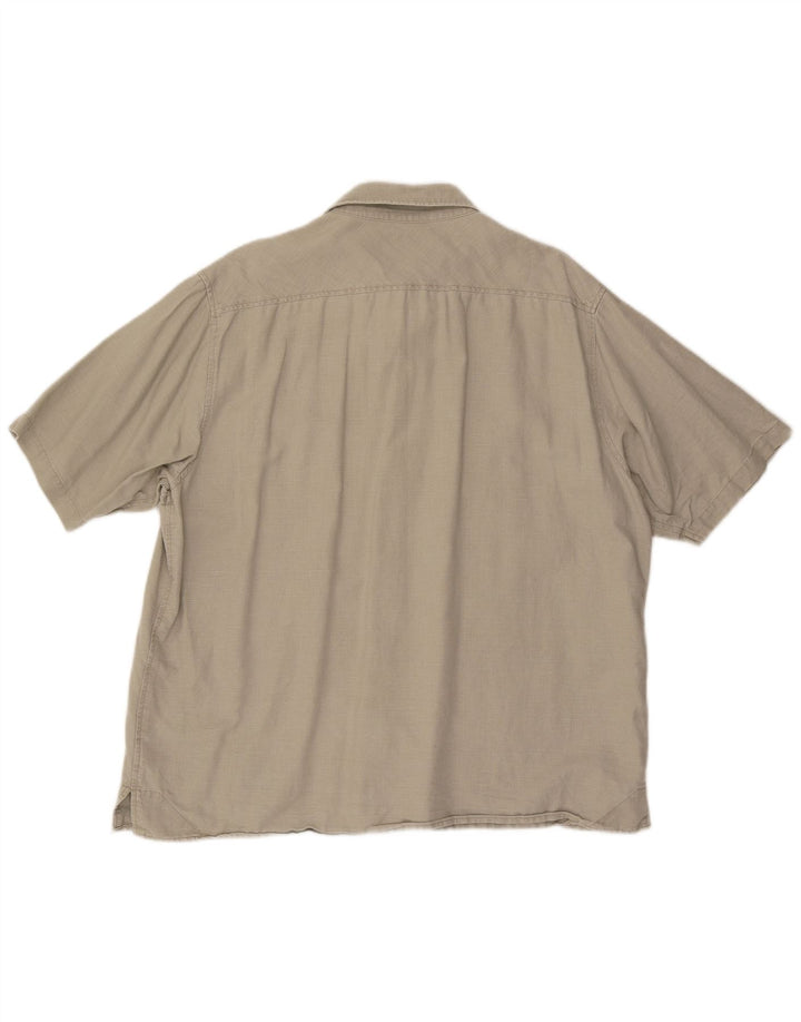 GUESS Mens Short Sleeve Shirt XL Beige Linen