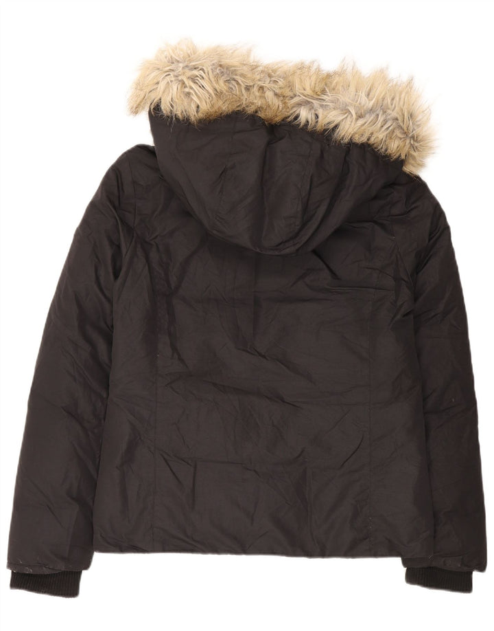 Tommy Hilfiger Womens Hooded Padded Jacket UK 16 Large Black Polyester