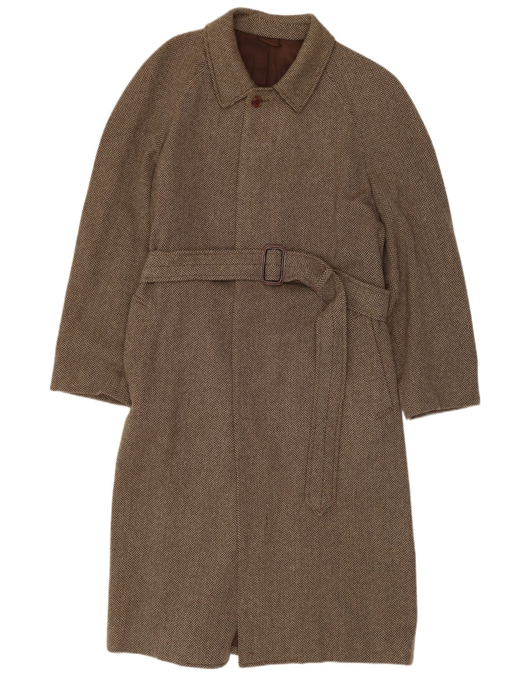 Flying Cross Mens Overcoat IT 48 Medium Brown Herringbone Cashmere