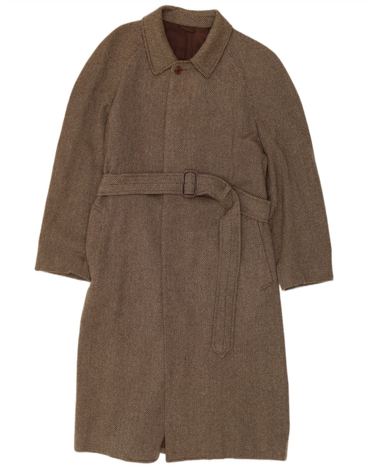 Flying Cross Mens Overcoat IT 48 Medium Brown Herringbone Cashmere