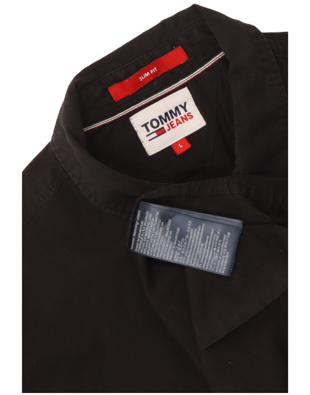 Tommy Hilfiger Mens Slim Fit Shirt Large Black Cotton