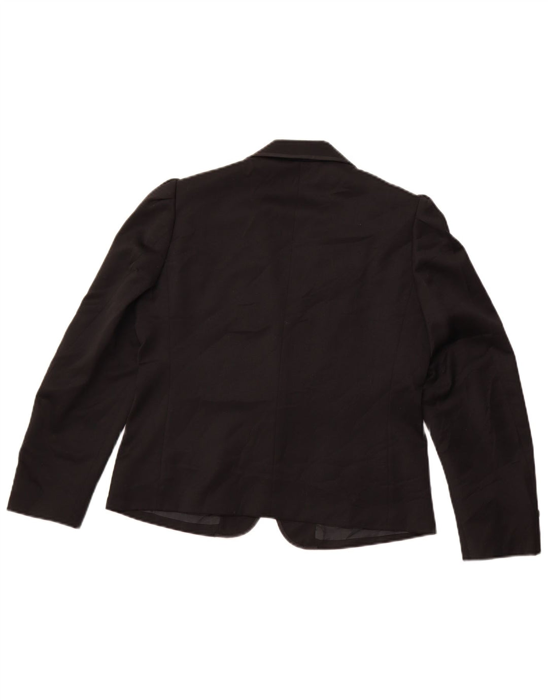 VINTAGE Womens 1 Button Blazer Jacket IT 42 Medium Black Wool