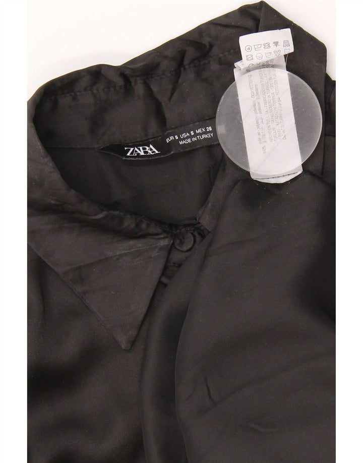 Zara Womens Oversized Shirt Blouse UK 10 Small Black Polyester